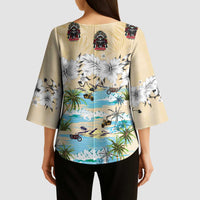 Indian Legendary Motorcycle Kimono Sleeve Blouse Tropical Style - Wonder Print Shop