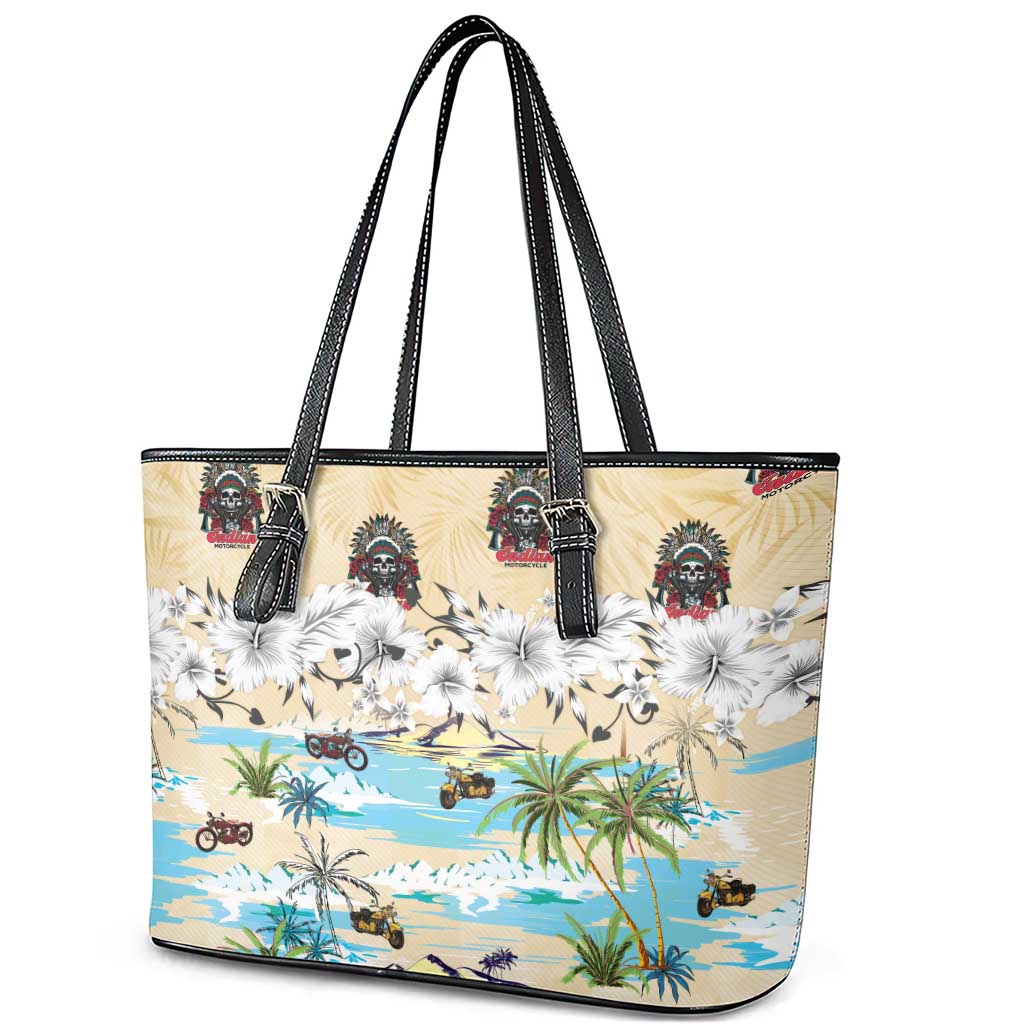 Indian Legendary Motorcycle Leather Tote Bag Tropical Style - Wonder Print Shop