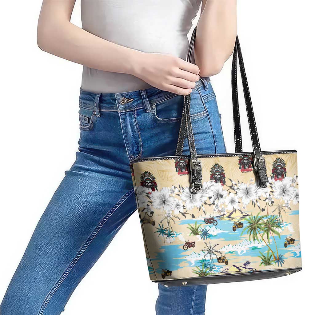 Indian Legendary Motorcycle Leather Tote Bag Tropical Style - Wonder Print Shop
