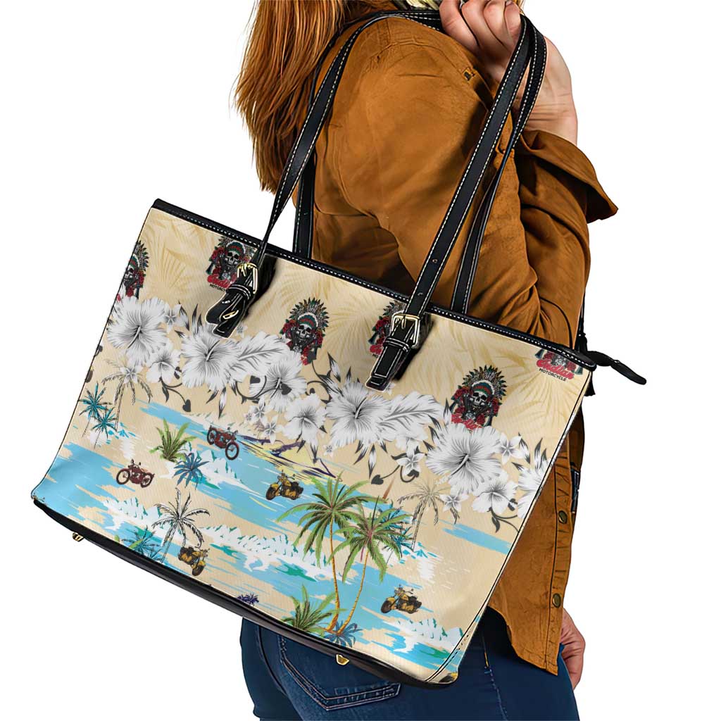 Indian Legendary Motorcycle Leather Tote Bag Tropical Style - Wonder Print Shop
