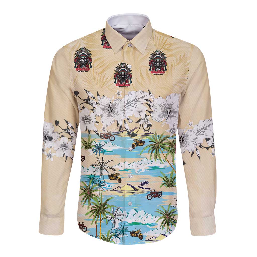 Indian Legendary Motorcycle Long Sleeve Button Shirt Tropical Style - Wonder Print Shop