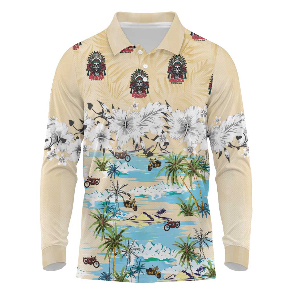Indian Legendary Motorcycle Long Sleeve Polo Shirt Tropical Style - Wonder Print Shop