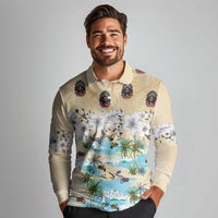 Indian Legendary Motorcycle Long Sleeve Polo Shirt Tropical Style - Wonder Print Shop