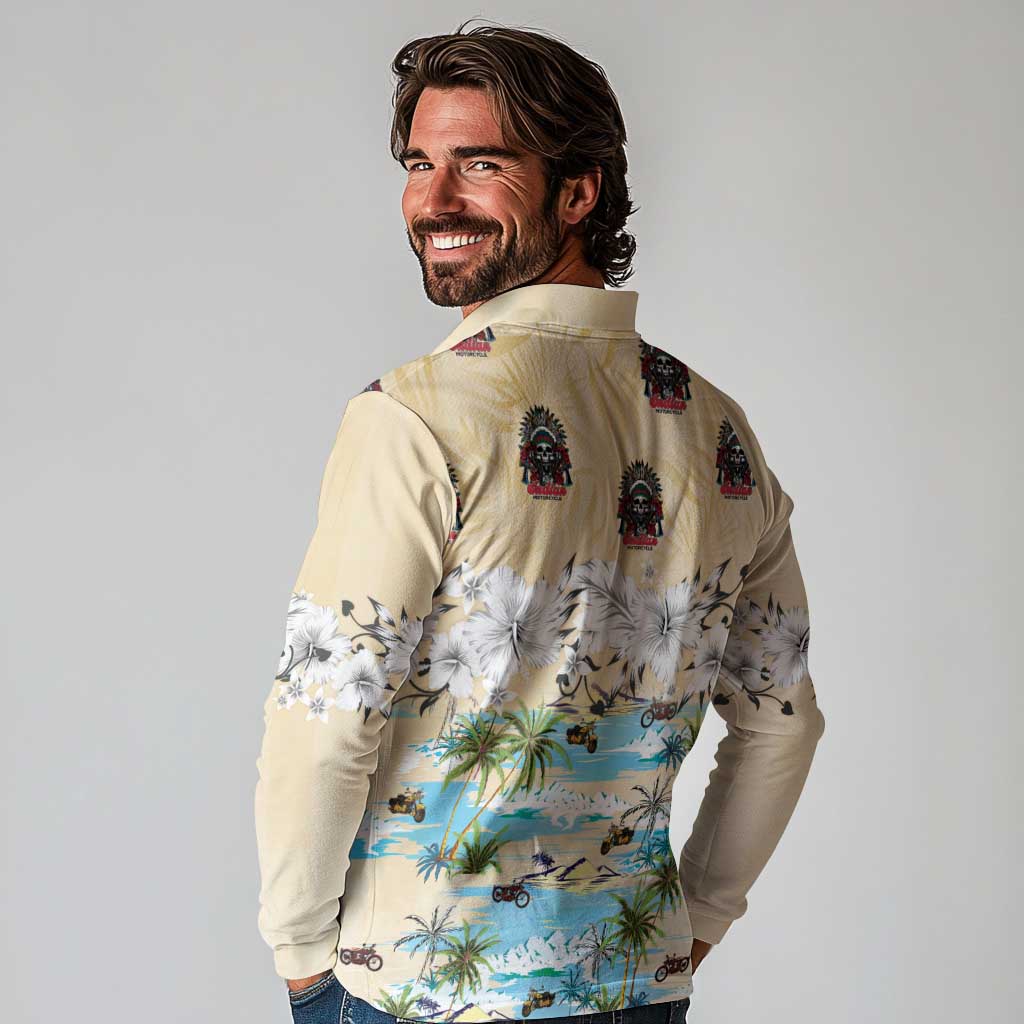 Indian Legendary Motorcycle Long Sleeve Polo Shirt Tropical Style - Wonder Print Shop