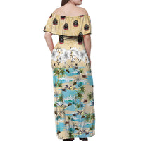 Indian Legendary Motorcycle Off Shoulder Maxi Dress Tropical Style - Wonder Print Shop