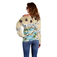 Indian Legendary Motorcycle Off Shoulder Sweater Tropical Style - Wonder Print Shop