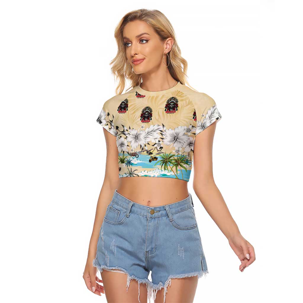 Indian Legendary Motorcycle Raglan Cropped T Shirt Tropical Style - Wonder Print Shop