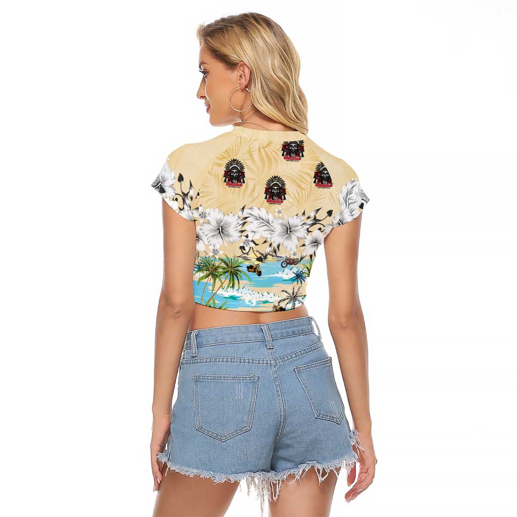 Indian Legendary Motorcycle Raglan Cropped T Shirt Tropical Style - Wonder Print Shop