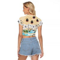 Indian Legendary Motorcycle Raglan Cropped T Shirt Tropical Style - Wonder Print Shop