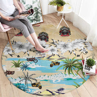 Indian Legendary Motorcycle Round Carpet Tropical Style - Wonder Print Shop