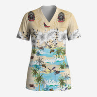 Indian Legendary Motorcycle Scrub Top Tropical Style - Wonder Print Shop