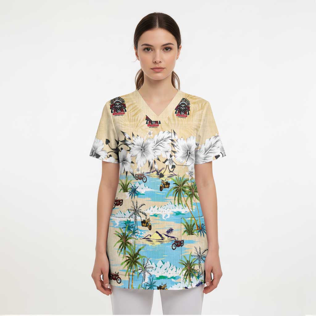 Indian Legendary Motorcycle Scrub Top Tropical Style - Wonder Print Shop