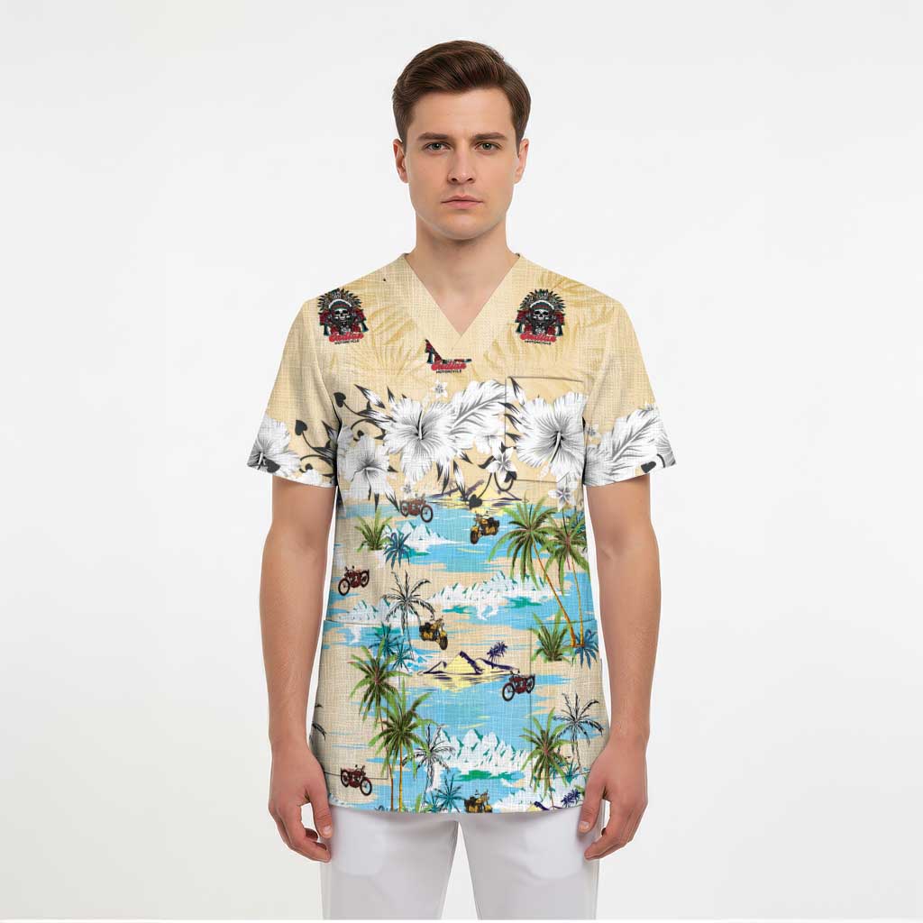 Indian Legendary Motorcycle Scrub Top Tropical Style - Wonder Print Shop