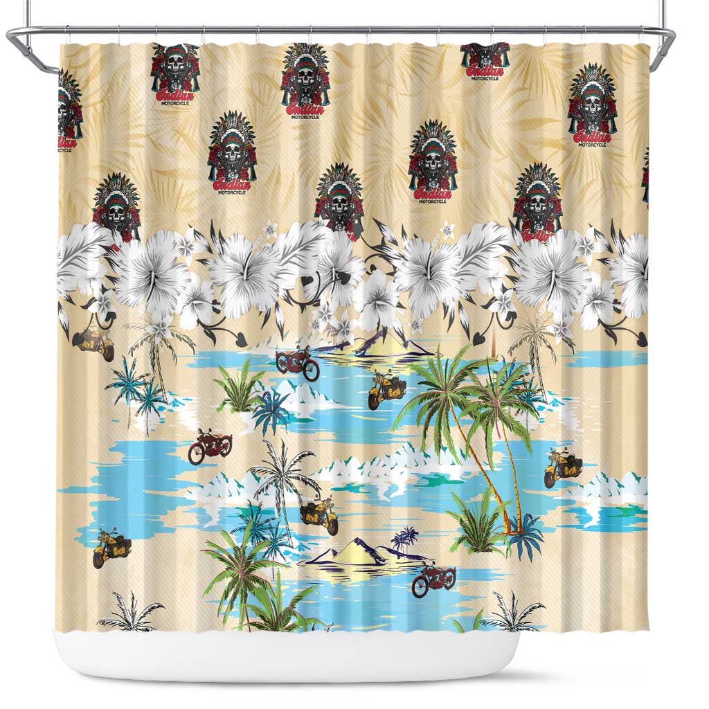 Indian Legendary Motorcycle Shower Curtain Tropical Style - Wonder Print Shop