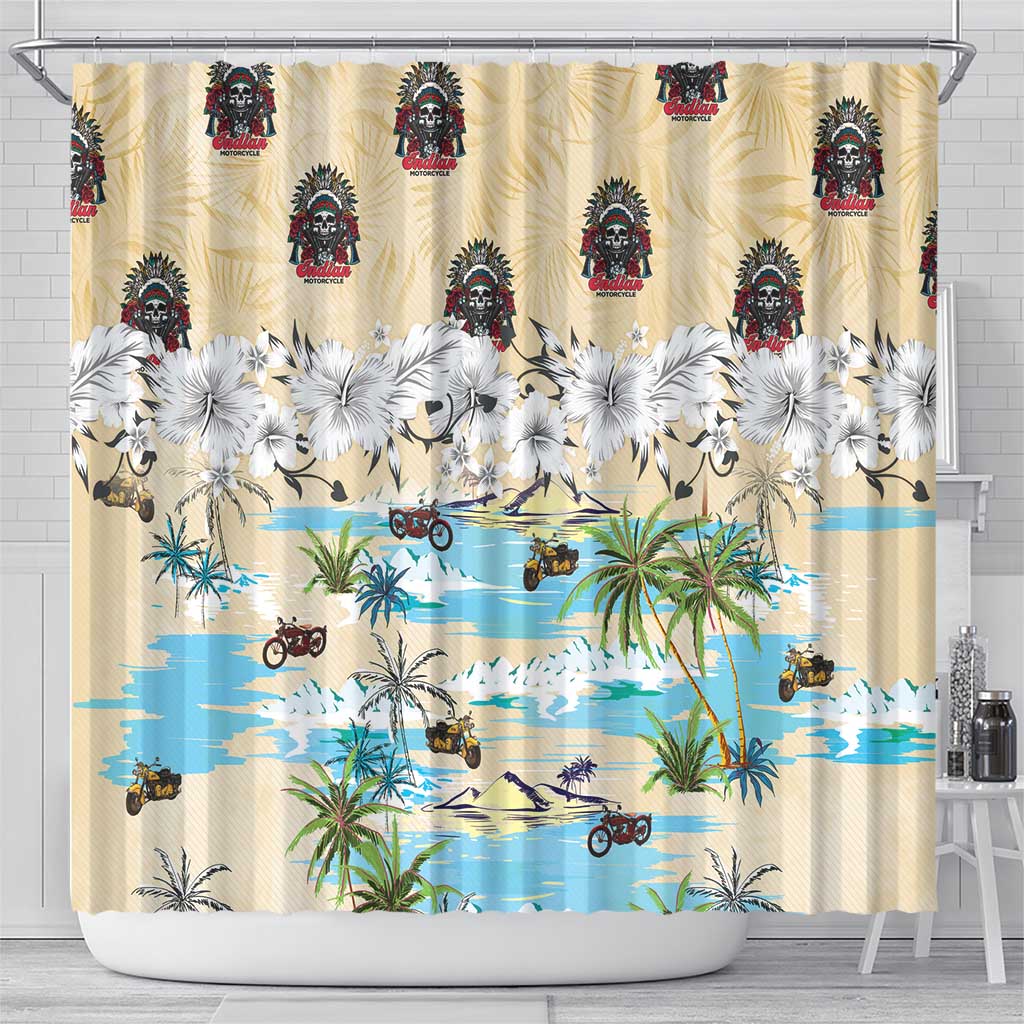 Indian Legendary Motorcycle Shower Curtain Tropical Style - Wonder Print Shop