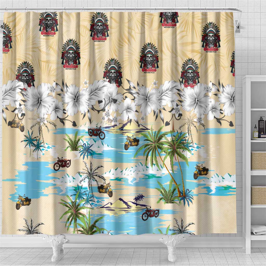 Indian Legendary Motorcycle Shower Curtain Tropical Style - Wonder Print Shop