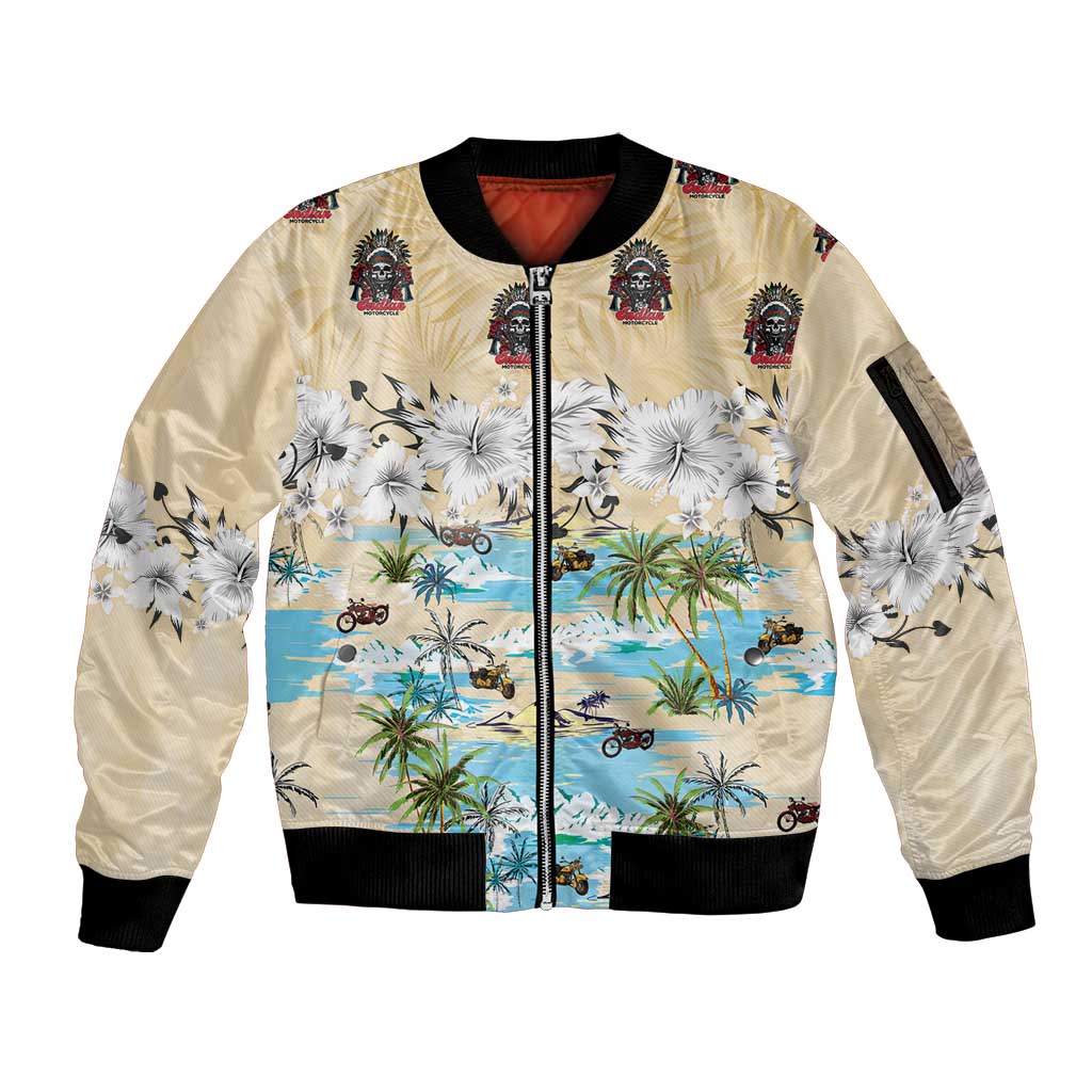 Indian Legendary Motorcycle Sleeve Zip Bomber Jacket Tropical Style - Wonder Print Shop