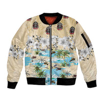 Indian Legendary Motorcycle Sleeve Zip Bomber Jacket Tropical Style - Wonder Print Shop