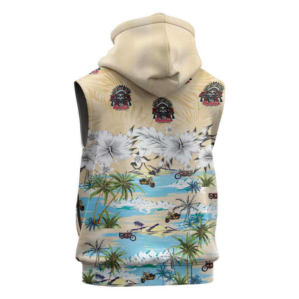 Indian Legendary Motorcycle Sleeveless Hoodie Tropical Style - Wonder Print Shop