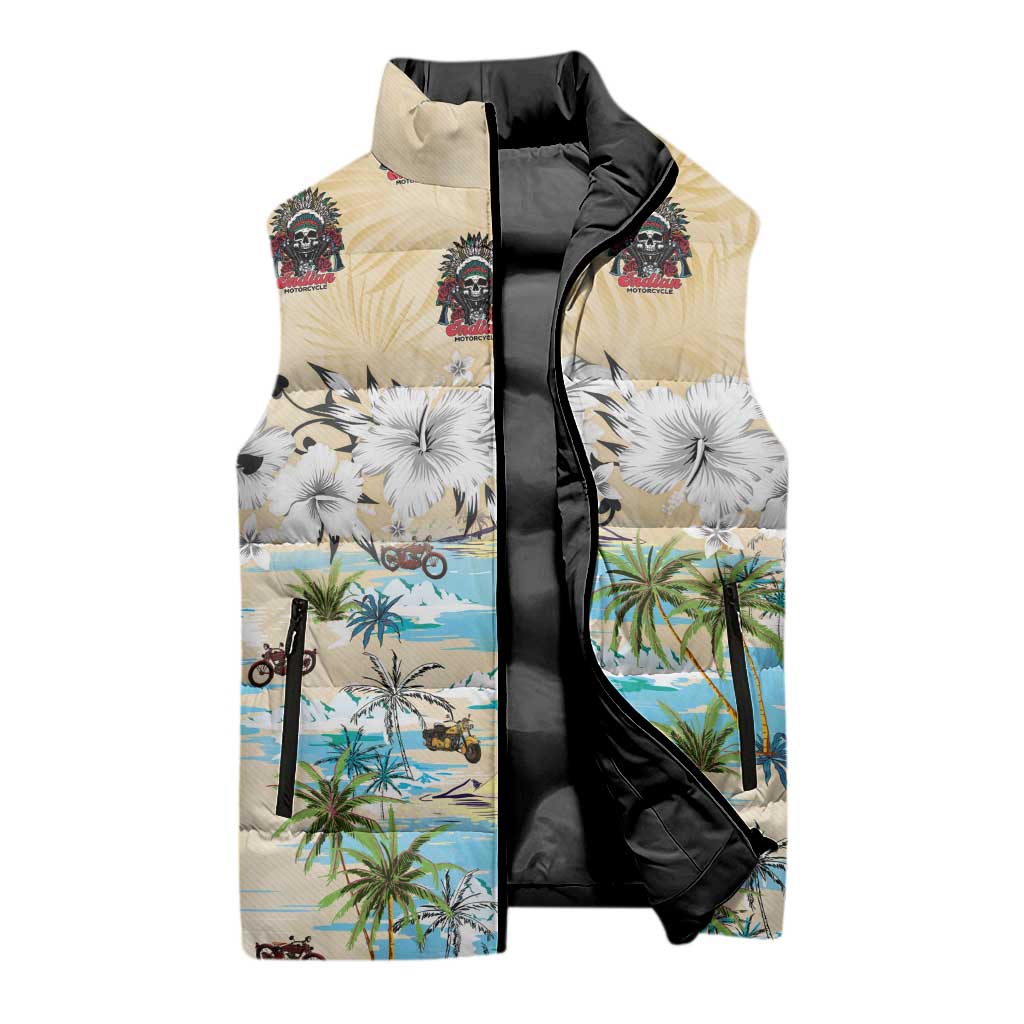 Indian Legendary Motorcycle Sleeveless Puffer Jacket Tropical Style - Wonder Print Shop