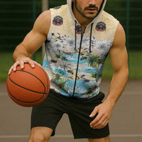 Indian Legendary Motorcycle Sleeveless Zip Hoodie Tropical Style - Wonder Print Shop