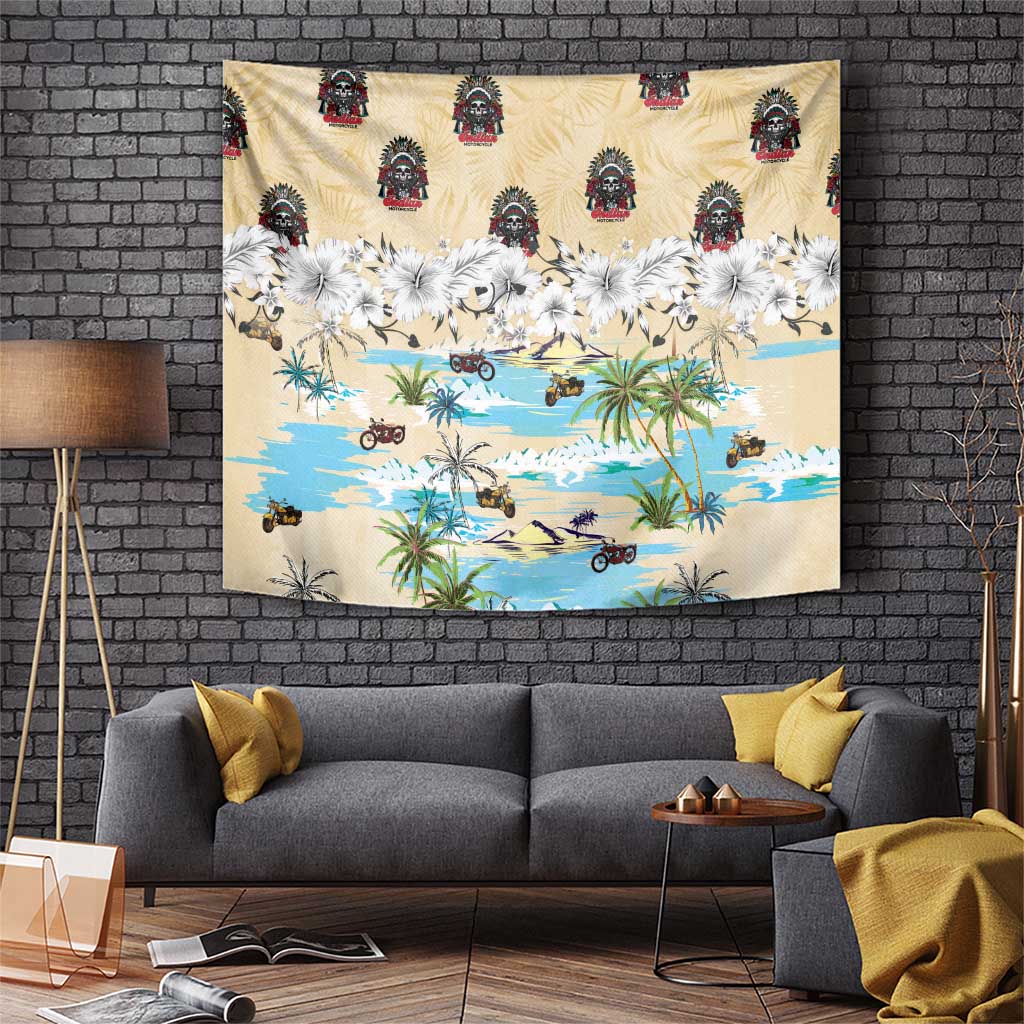Indian Legendary Motorcycle Tapestry Tropical Style - Wonder Print Shop