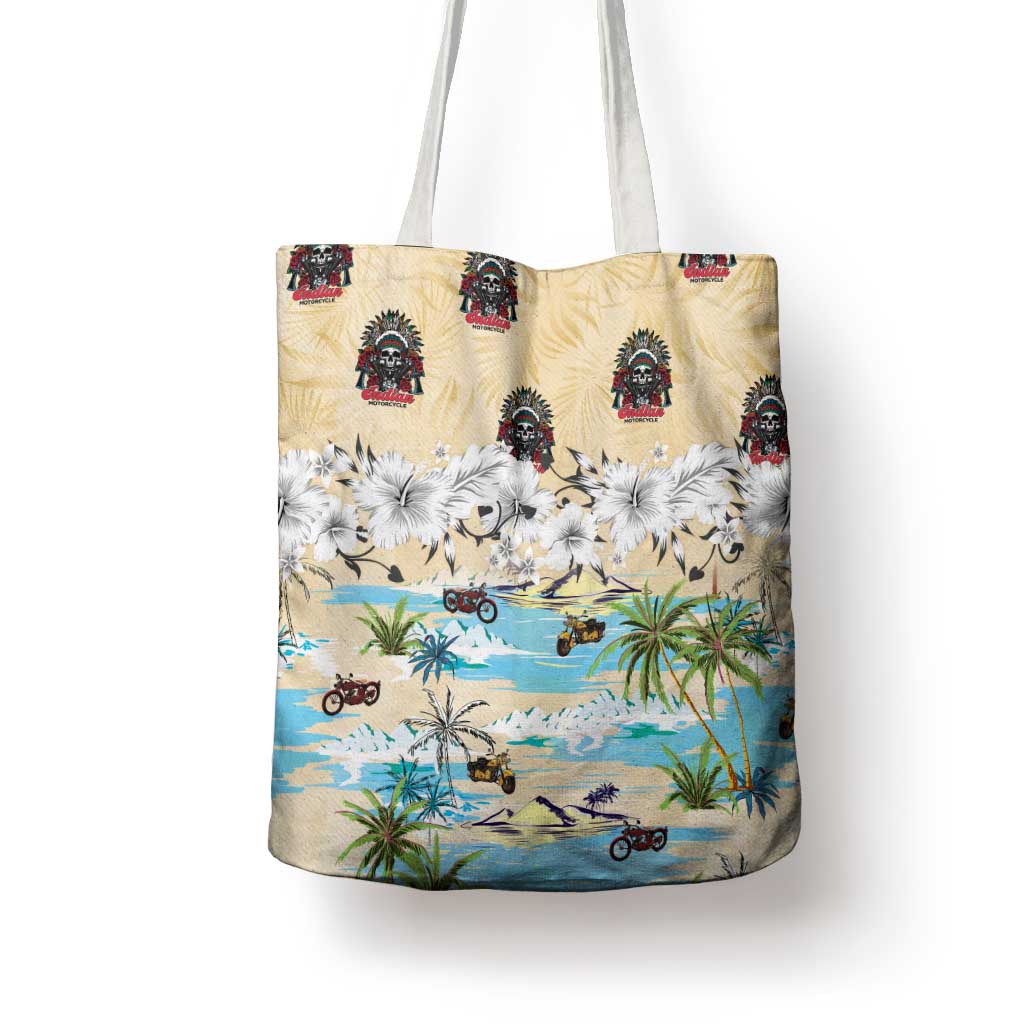 Indian Legendary Motorcycle Tote Bag Tropical Style - Wonder Print Shop