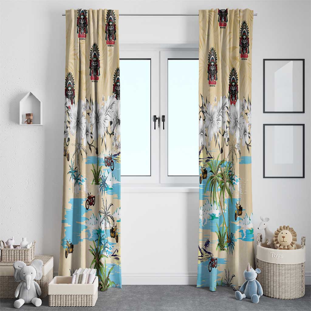 Indian Legendary Motorcycle Window Curtain Tropical Style - Wonder Print Shop