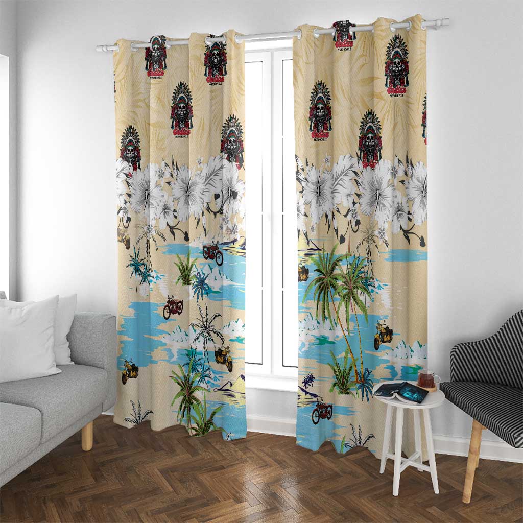 Indian Legendary Motorcycle Window Curtain Tropical Style - Wonder Print Shop