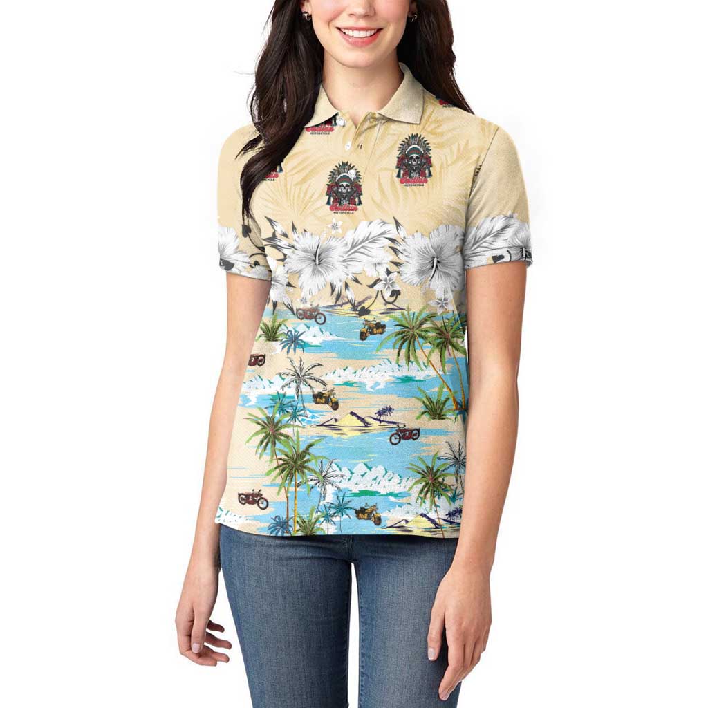 Indian Legendary Motorcycle Women Polo Shirt Tropical Style - Wonder Print Shop