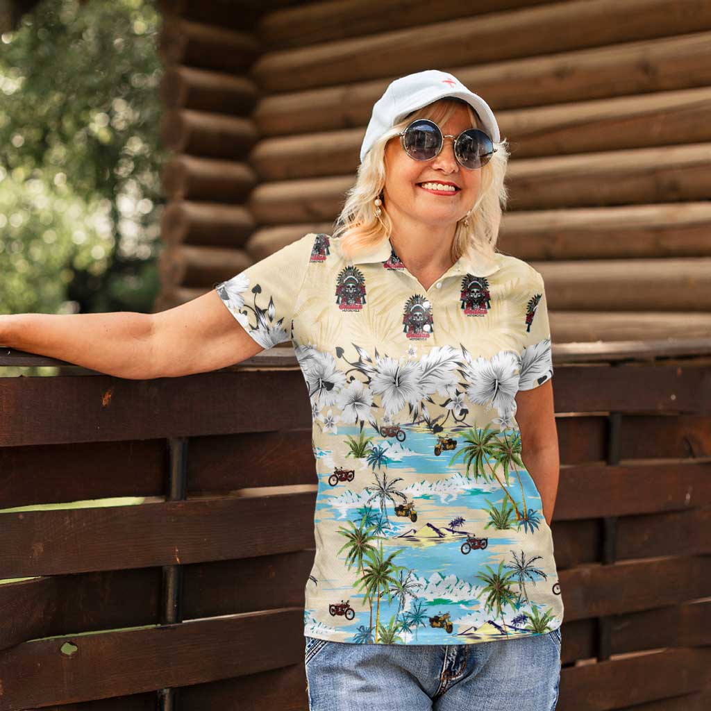 Indian Legendary Motorcycle Women Polo Shirt Tropical Style - Wonder Print Shop