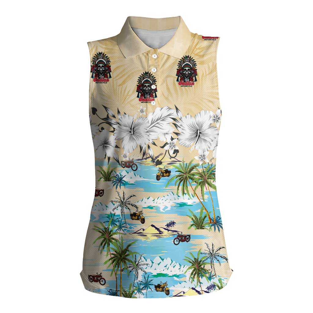 Indian Legendary Motorcycle Women Sleeveless Polo Shirt Tropical Style - Wonder Print Shop