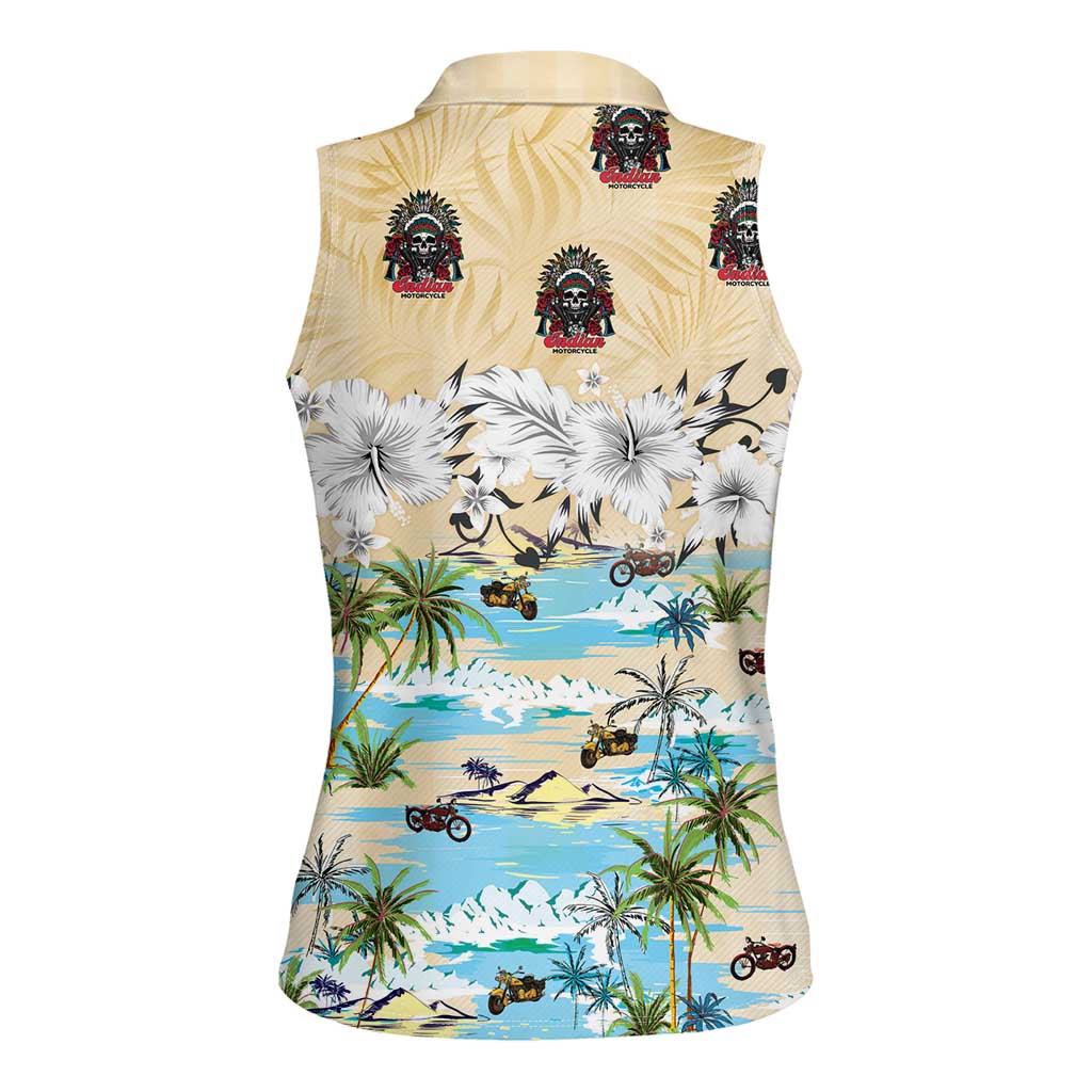 Indian Legendary Motorcycle Women Sleeveless Polo Shirt Tropical Style - Wonder Print Shop