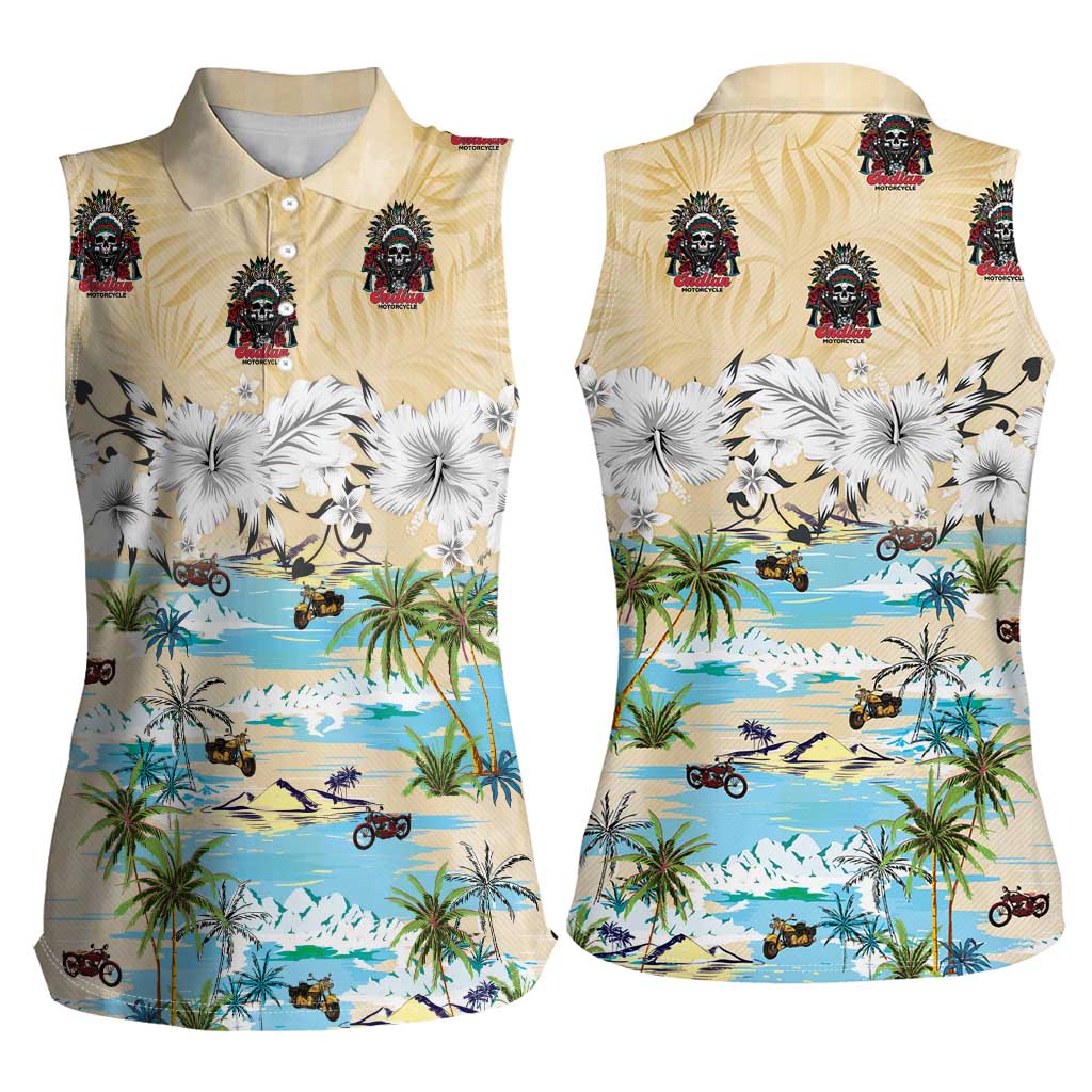 Indian Legendary Motorcycle Women Sleeveless Polo Shirt Tropical Style - Wonder Print Shop