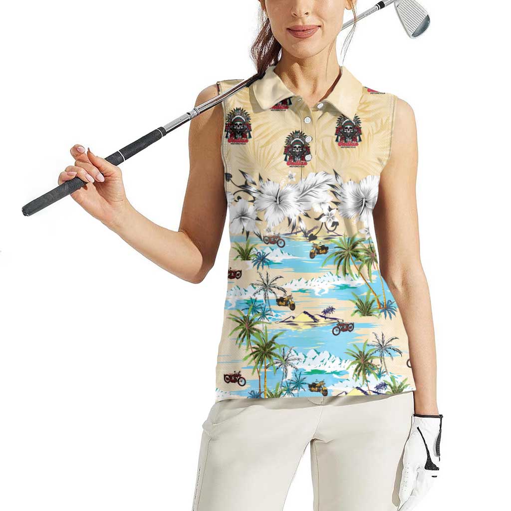 Indian Legendary Motorcycle Women Sleeveless Polo Shirt Tropical Style - Wonder Print Shop