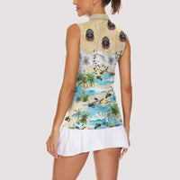 Indian Legendary Motorcycle Women Sleeveless Polo Shirt Tropical Style - Wonder Print Shop