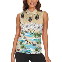 Indian Legendary Motorcycle Women Sleeveless Polo Shirt Tropical Style - Wonder Print Shop
