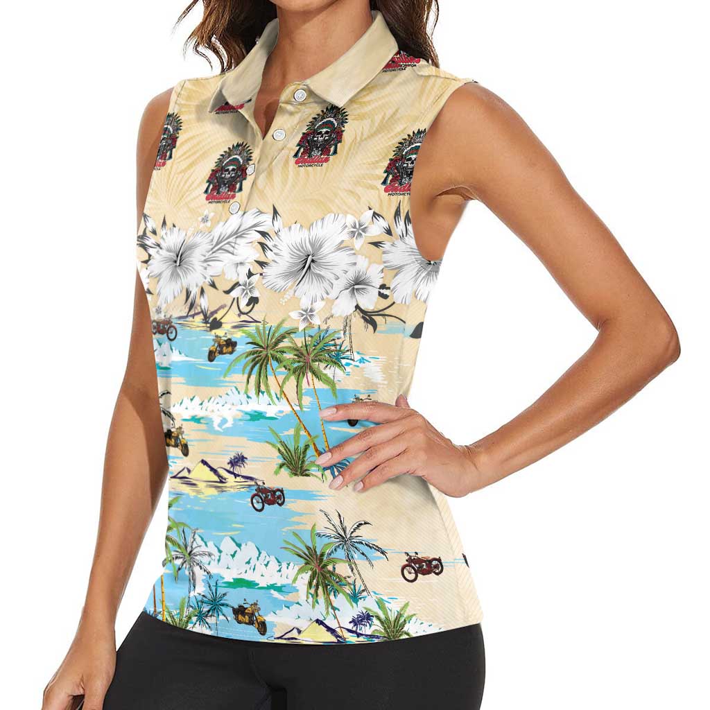 Indian Legendary Motorcycle Women Sleeveless Polo Shirt Tropical Style - Wonder Print Shop