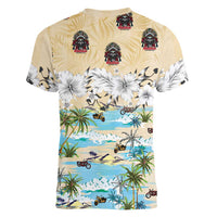 Indian Legendary Motorcycle Women V-Neck T-Shirt Tropical Style - Wonder Print Shop