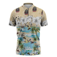 Indian Legendary Motorcycle Zipper Polo Shirt Tropical Style - Wonder Print Shop