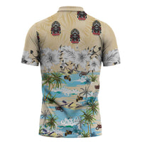 Indian Legendary Motorcycle Zipper Polo Shirt Tropical Style - Wonder Print Shop