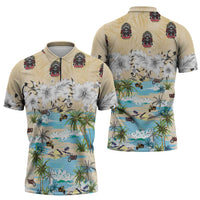 Indian Legendary Motorcycle Zipper Polo Shirt Tropical Style - Wonder Print Shop