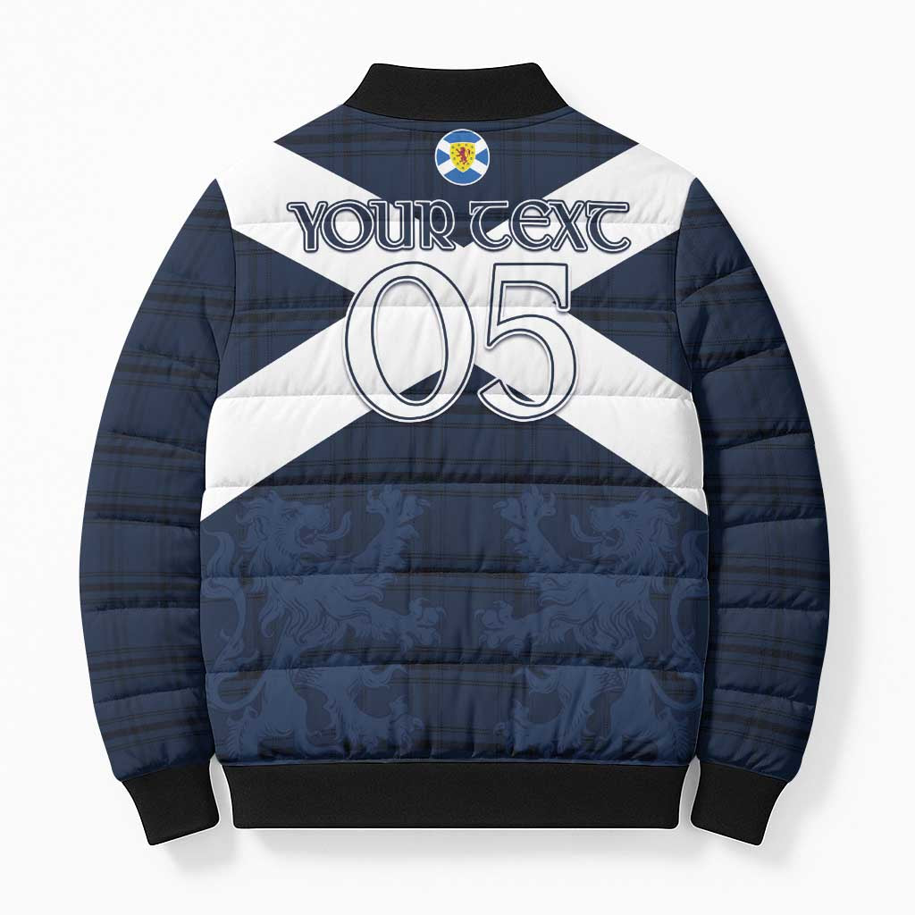 Custom Scotland Tartan Football Bomber Puffer Jacket Flag Style - Wonder Print Shop
