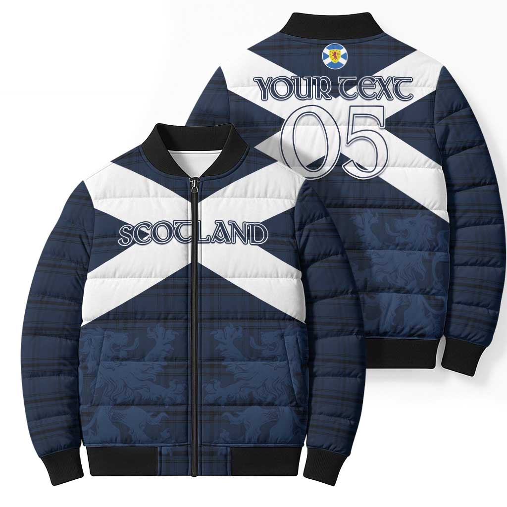 Custom Scotland Tartan Football Bomber Puffer Jacket Flag Style - Wonder Print Shop
