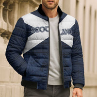 Custom Scotland Tartan Football Bomber Puffer Jacket Flag Style - Wonder Print Shop