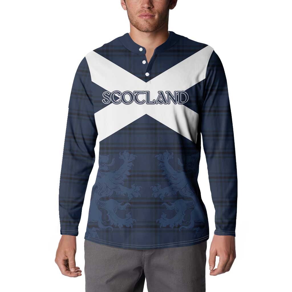 Custom Scotland Tartan Football Button Sweatshirt Flag Style - Wonder Print Shop
