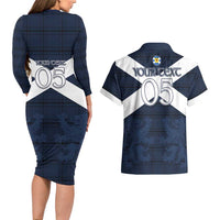 Custom Scotland Tartan Football Couples Matching Long Sleeve Bodycon Dress and Hawaiian Shirt Flag Style - Wonder Print Shop
