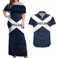 Custom Scotland Tartan Football Couples Matching Off Shoulder Maxi Dress and Hawaiian Shirt Flag Style - Wonder Print Shop