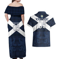 Custom Scotland Tartan Football Couples Matching Off Shoulder Maxi Dress and Hawaiian Shirt Flag Style - Wonder Print Shop