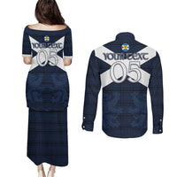 Custom Scotland Tartan Football Couples Matching Puletasi and Long Sleeve Button Shirt Flag Style - Wonder Print Shop